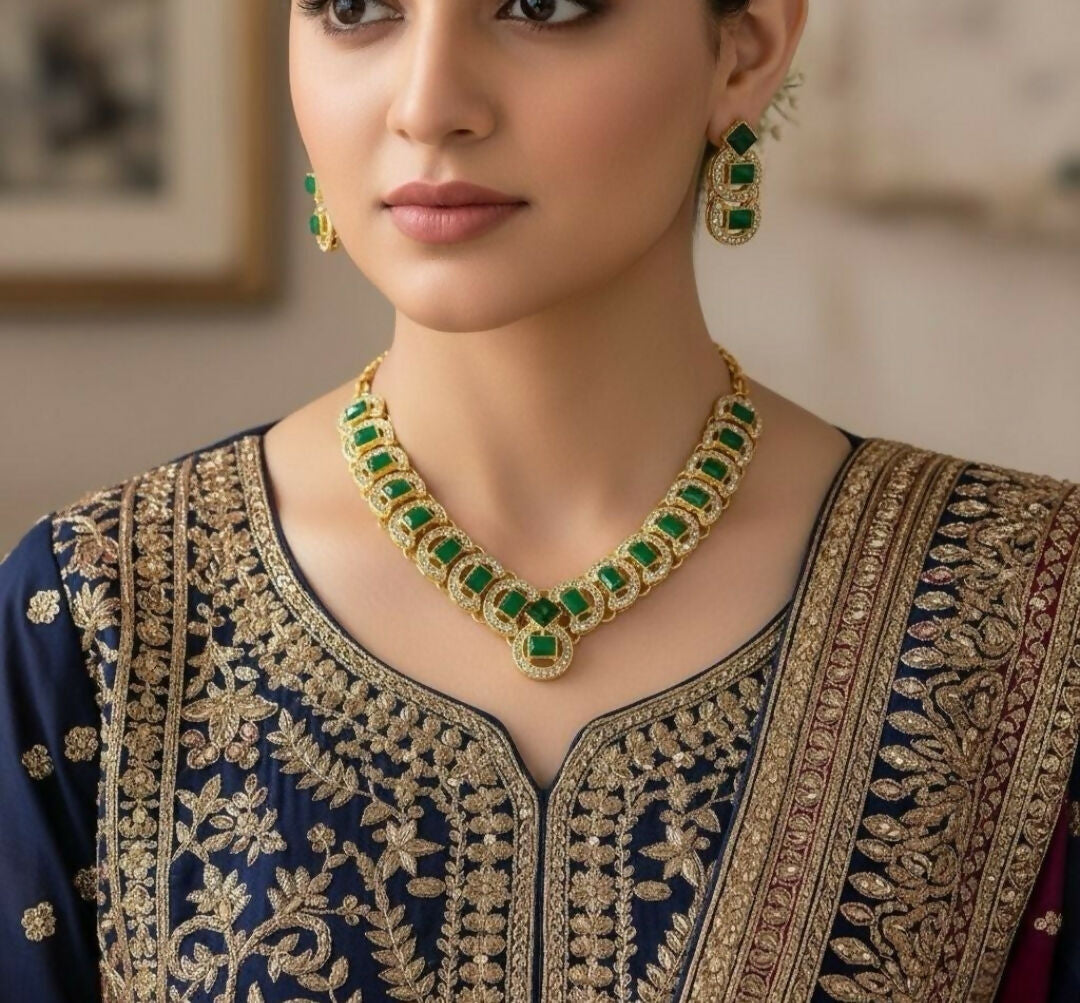 Rectangle Round Necklace Set-00021 | Women Jewelry | Wedding Jewelry & Sets | Brand New