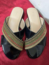 Unze London | Black Fancy Casual Slipper | Women Shoes | Size: 8 | Worn Once