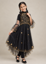Black Maxi With Golden Embroidery | Kids | Girls Skirts & Dresses | Size: 7 to 10 Yrs | Medium | Worn Once