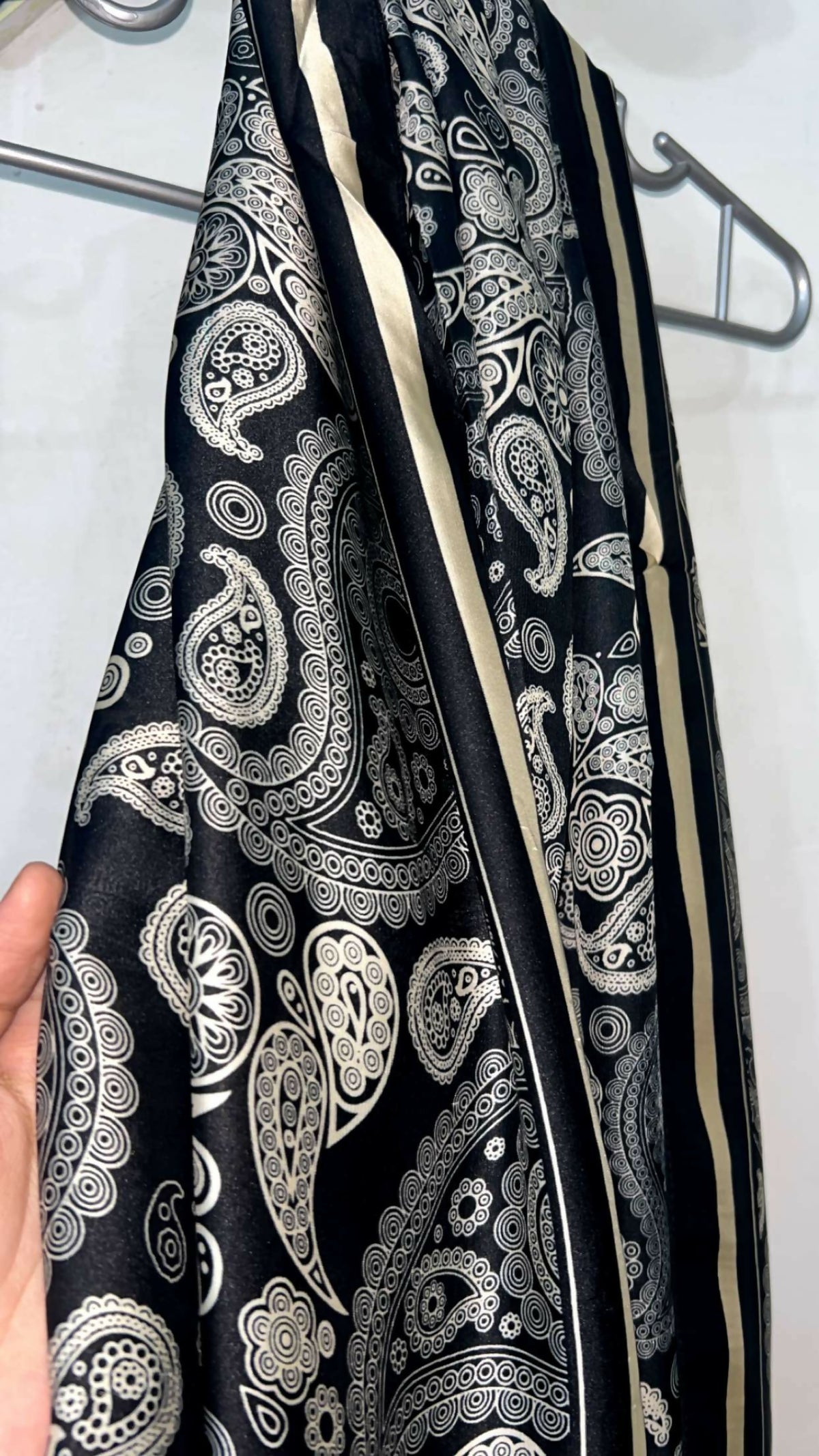Black Printed Silk Scarf | Women Accessories | Hijabs & Scarves | Black | Worn Once