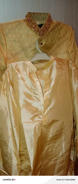 Golden Sherwani | Men Shalwar Kameez | Medium | Worn Once