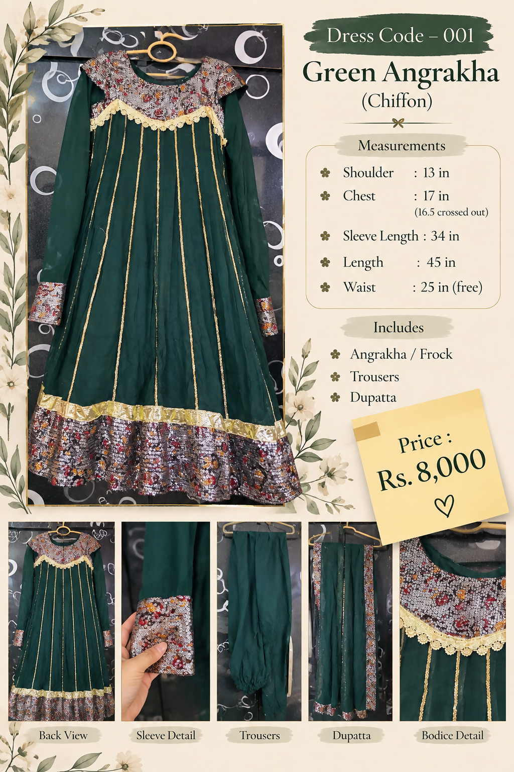 Chiffon Agrakha Frock | Women Frocks & Maxis | Medium | Worn Once