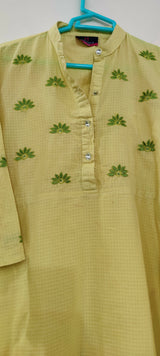 Embroidered 2 PC Dress | Women Locally Made Kurta | Yellow | Small | Preloved