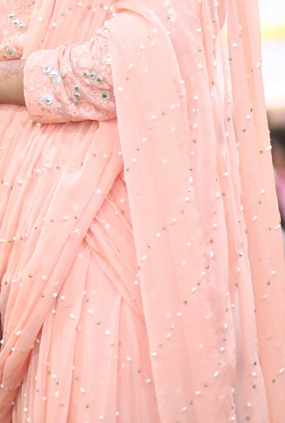 Beautiful Blossom Saree | Women Formals | Peach | Medium | Worn Once