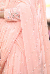 Beautiful Blossom Saree | Women Formals | Peach | Medium | Worn Once