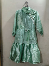 Sea Green Silk Frock | Girls Skirts & Dresses | Size: 6 to 7 Yrs | Preloved