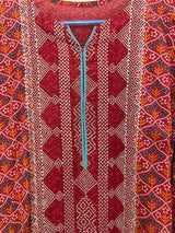 Red Embroidered Shirt | Women Locally Made Kurta | Small | Preloved