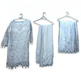 Heavily Embellished 3 PC Dress | Women Locally Made Formals | White | Small | Worn Once
