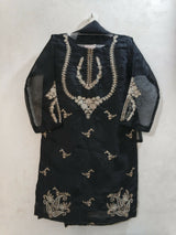 Black Organza Suit | Girls Shalwar Kameez | Small | Worn Once