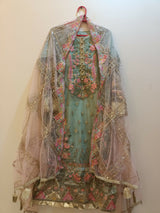 Baroque | Women Branded Kurta | Sea Green & Pink | Medium | Preloved
