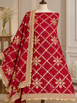 Red Fancy Dupatta | Women Accesories | Duppatas & Shawls | Red & Golden | Large | Brand New