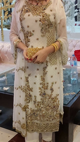 Formal White Suit | Heavy Embroidery | Women Locally Made Kurta | Medium | Worn Once