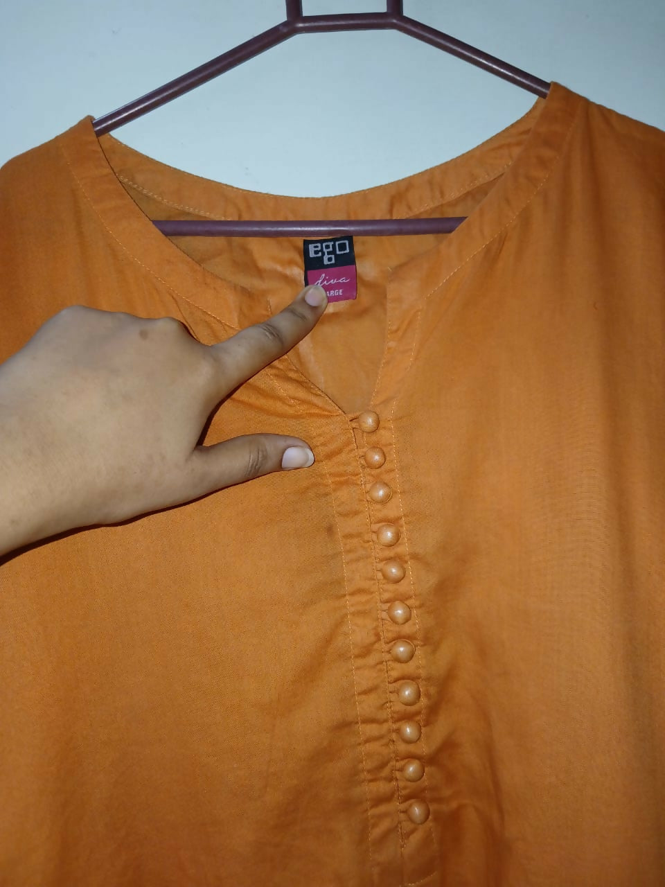 Ego | Women Branded Kurta | Large | Orange | Preloved