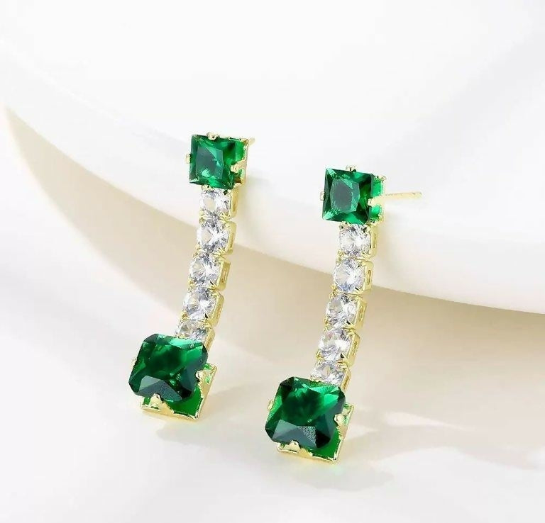 Square Stone Drop Earrings-00673 | Women Jewelry | Earrings | Brand New
