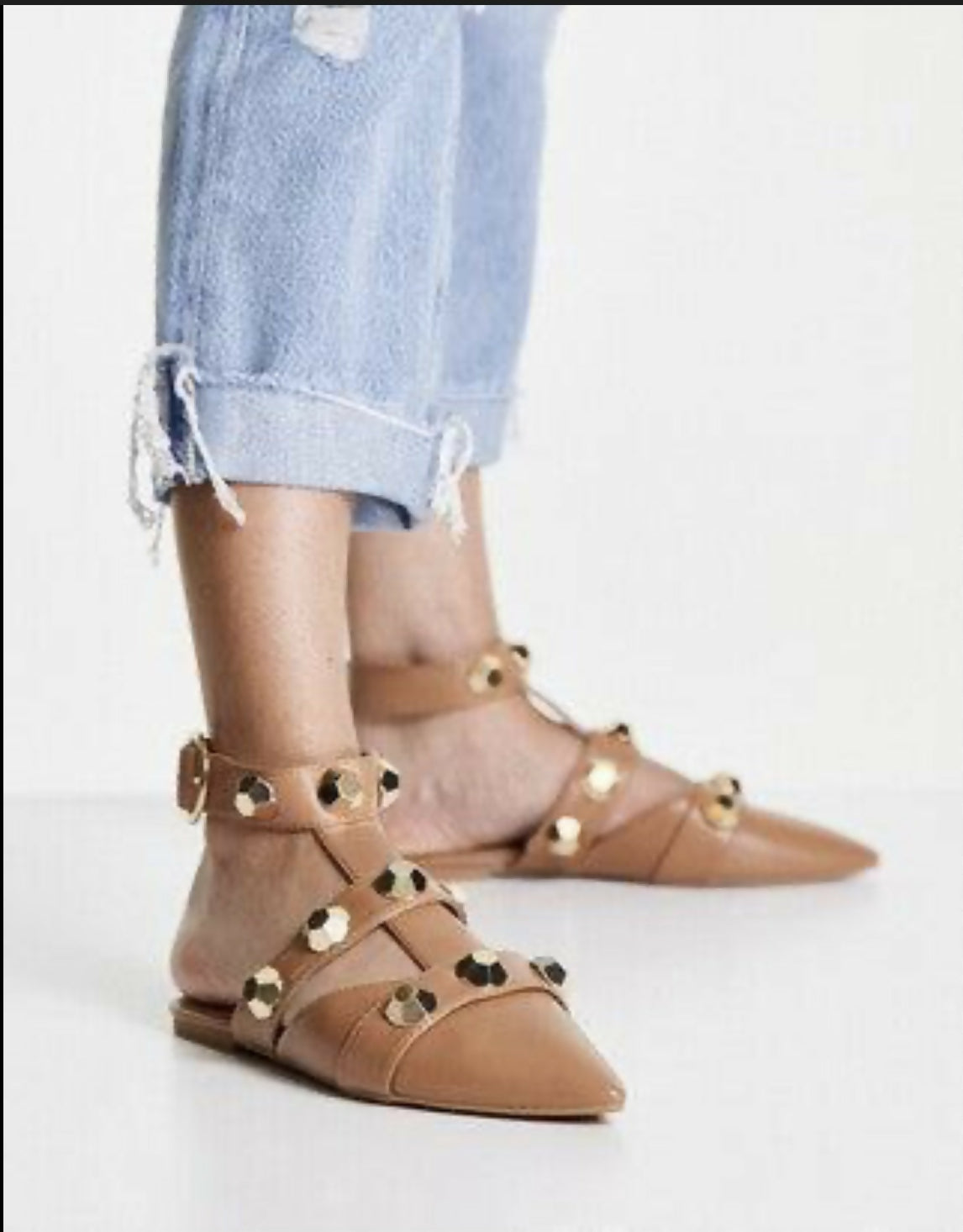 ASOS DESIGN | Wide Fit Lorina Studded Ballet Flats | Women Shoes | Sandals & Flats | Size:38 | Worn Once