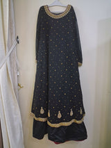 Black & Gold Embroidered Formal Maxi | Women Frocks & Maxis | Medium | Preloved