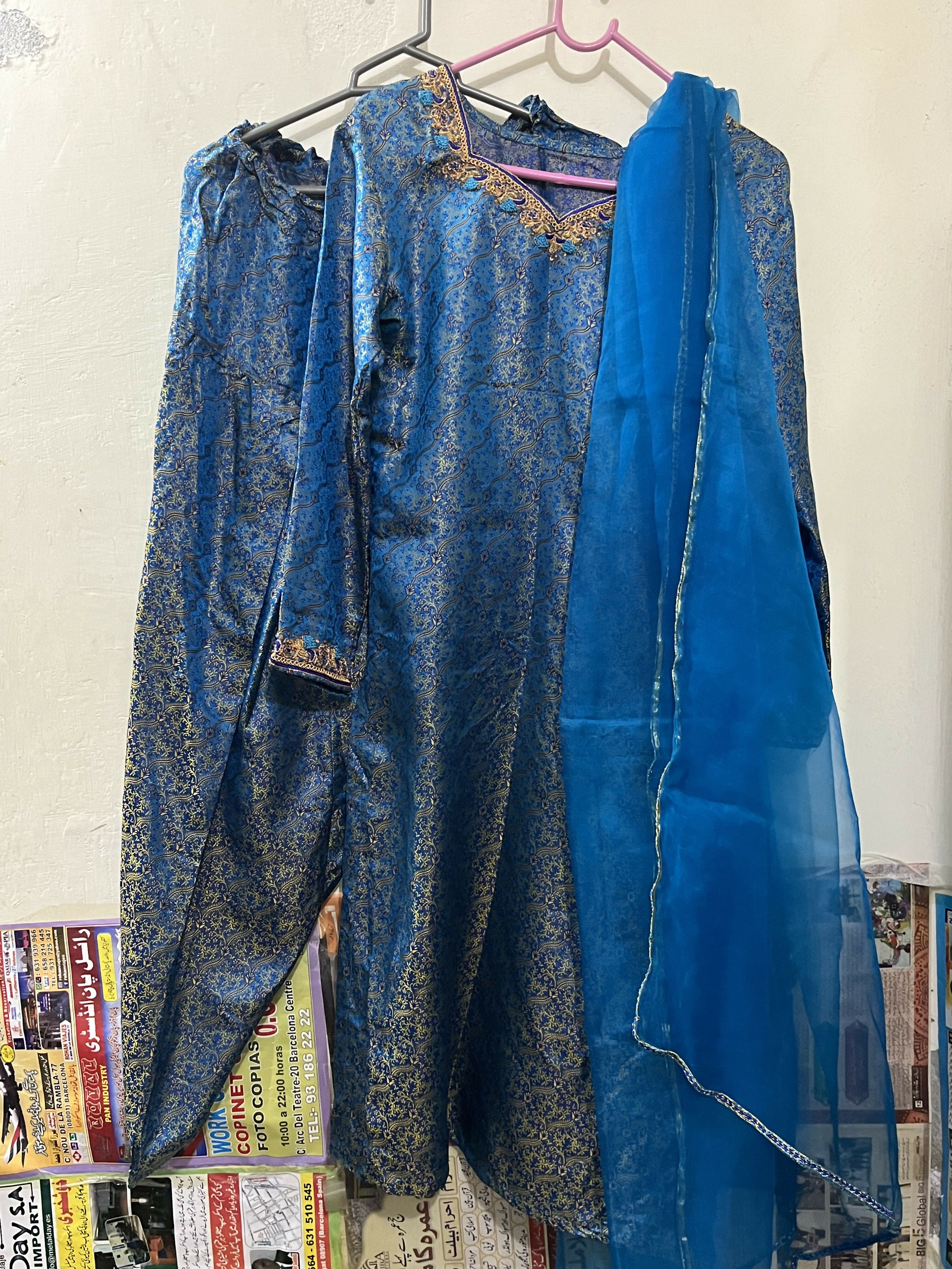 Blue Jamawar Formal Suit | 3-PC Light Formal Suit | Women Locally Made Formals | Preloved