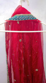Embroidered Duppata | Women Accessories | Duppatas & Shawls | Red | Large | Preloved