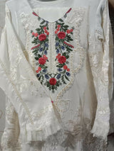 Viscose Embroidered Dress | Women Locally Made Kurta | Off White | Large | Worn Once