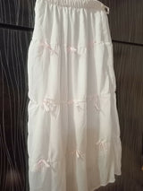 Bow Skirt & Top | Women Tops & Shirts | Baby Pink & White | Samll | Preloved