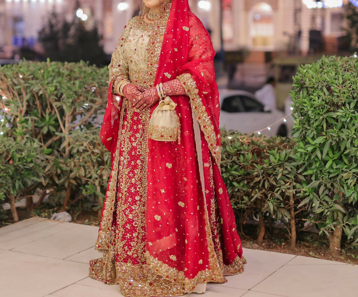 Royal Bridal Ensemble | Red Bridal Sharara | Women Bridals | Medium to Large | Worn Once