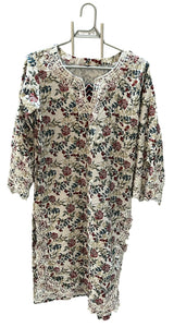 Women White Floral Suit | Women Locally Made Kurta | Small | Preloved