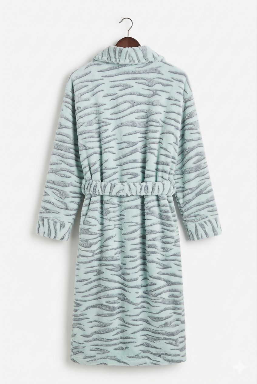 Luxury Embossed Zebra Plush Bathrobe for Women | Women Accessories | Bath Towels | Brand New