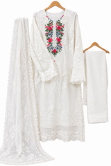 Viscose Embroidered Dress | Women Locally Made Kurta | Off White | Large | Worn Once