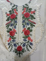 Viscose Embroidered Dress | Women Locally Made Kurta | Off White | Large | Worn Once
