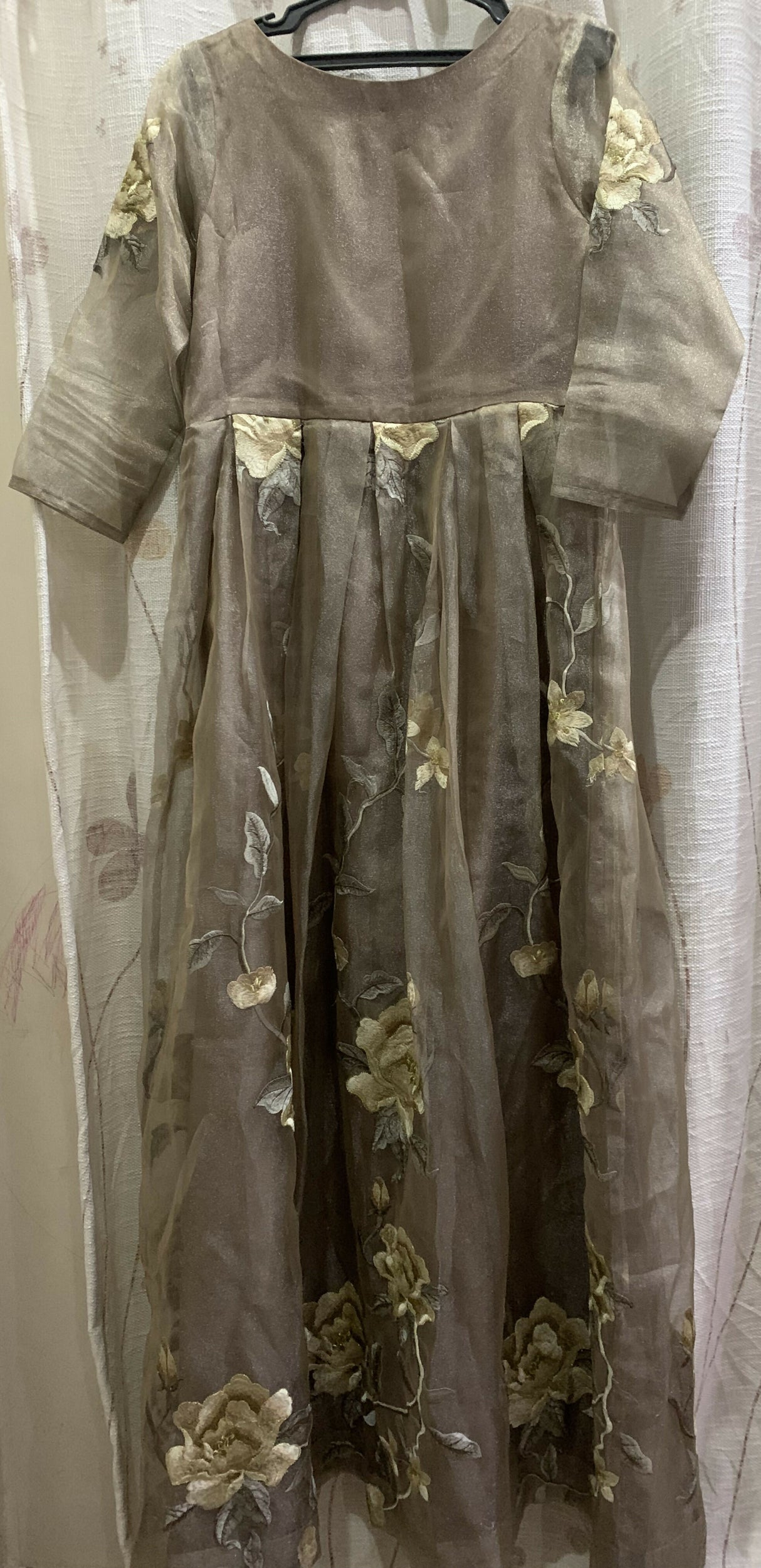 Greyish Golden Maxi | Women Frocks & Maxis | Medium | Preloved