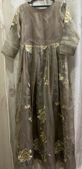 Greyish Golden Maxi | Women Frocks & Maxis | Medium | Preloved
