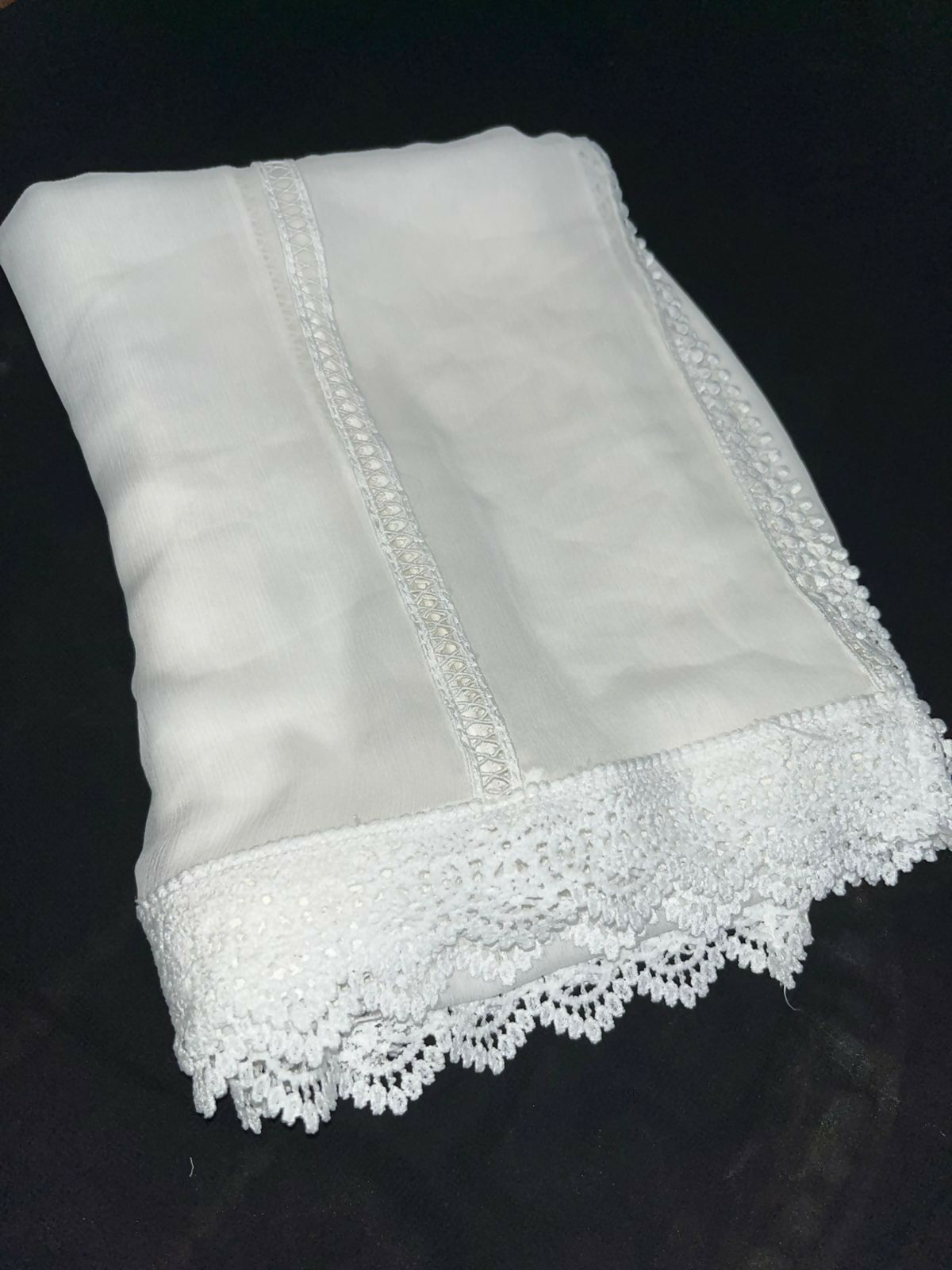 Dyeable Chiffon Lace Dupatta | Women Accessories | Duppata | Large | Brand New