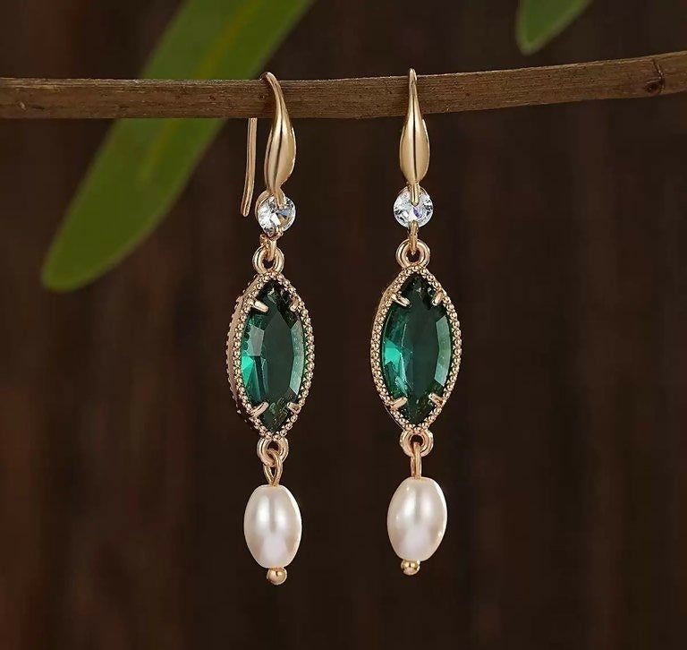 Marquise Pearl Drop Earrings-00442 | Women Jewelry | Earrings | Brand New