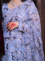 Ice Blue Saree | Women Locally Made Formals | Small | Worn Once