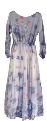 Floral Chiffon Maxi | Women Frocks & Maxis | Small | White & Purple | Preloved