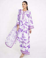 Beautiful White & Purple Suit | Women Locally Made Kurta | Small | New