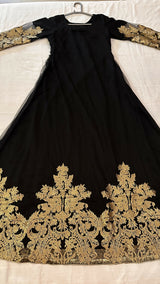 Black Silk Net Maxi | Women Frocks & Maxis | Small | Preloved