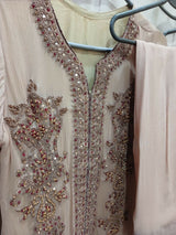 Open Shirt With Plazo | Women Locally Made Formals | Beige | Worn Once Fancy wear | Formal dress | Bridal Dress |
