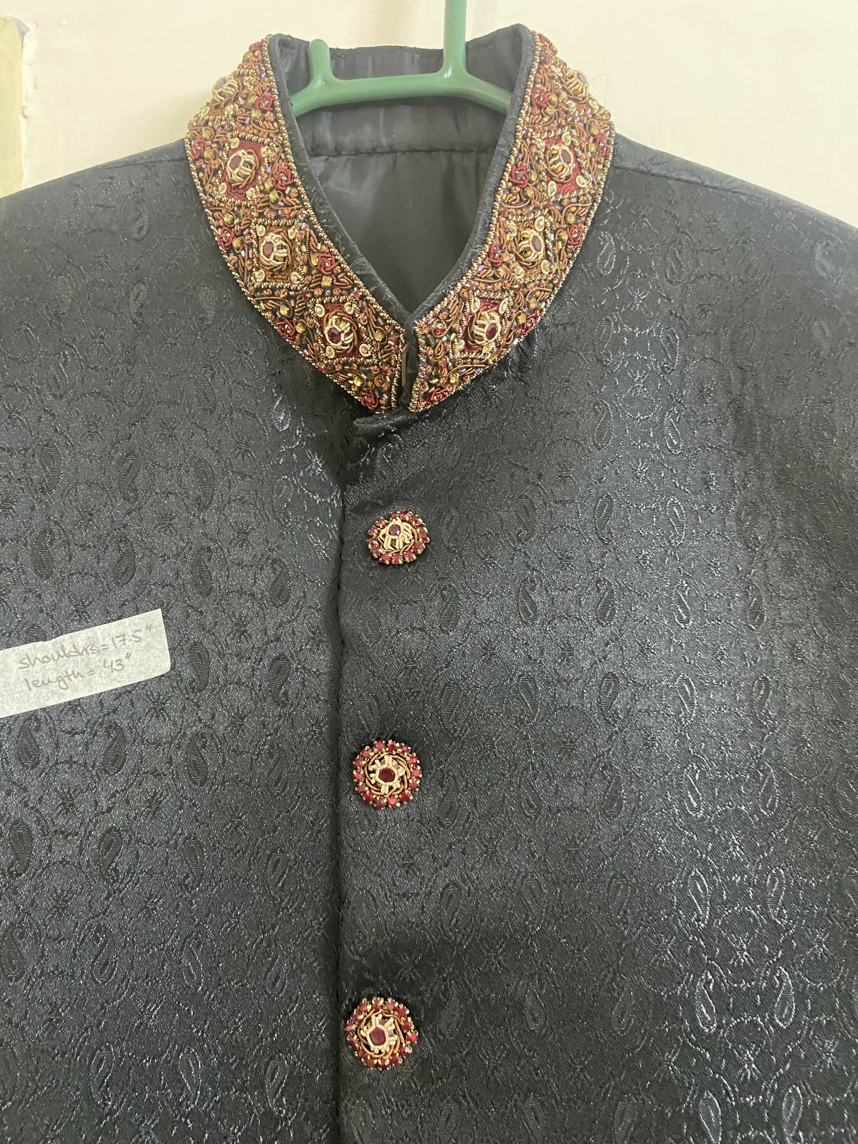 Groom Black Sherwani | Men Shalwar Kameez | Medium | Worn Once