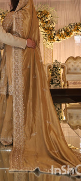 Pretty Golden Farshi Gharara | Women Bridals | Large | Worn Once