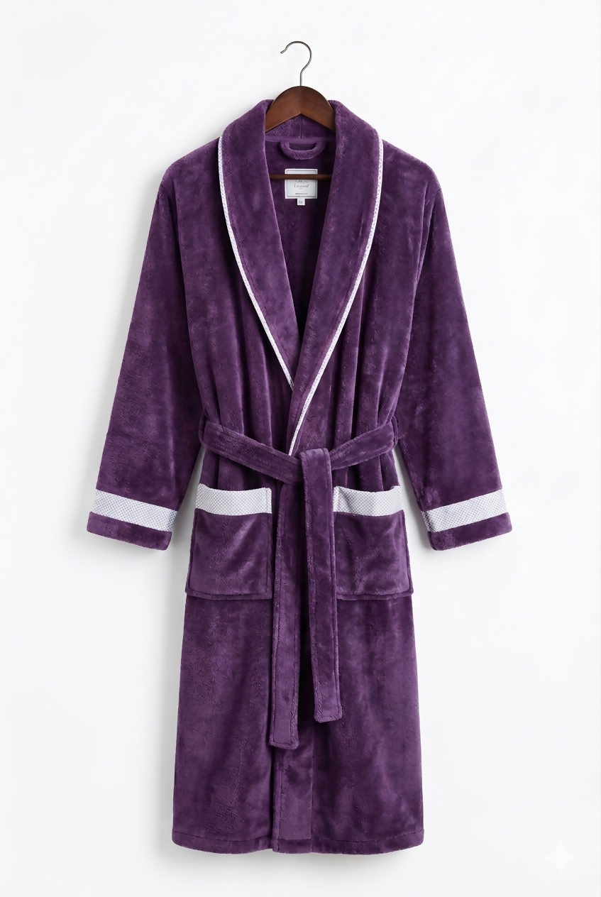 Luxury Purple Fleece Bathrobe for Women | Women Accessories | Bath Towels | Brand New
