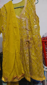 Mehndi Party Wear | Women Locally Made Formals | Ghararas, Shararas & Lehngas | Yellow | Medium | Worn Once