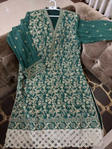 Green Embroidered Shirt | Women Locally Made Formals | Large | Worn Once
