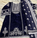 Fabrizo |Blue Velvet Kurta | Women Branded Kurta | Medium | Worn Once