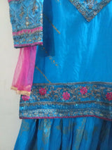 Embroidered Three Piece Lawn Ghrara | Girls Shalwar Kameez | Size:32 (9 to 12 years) | Preloved