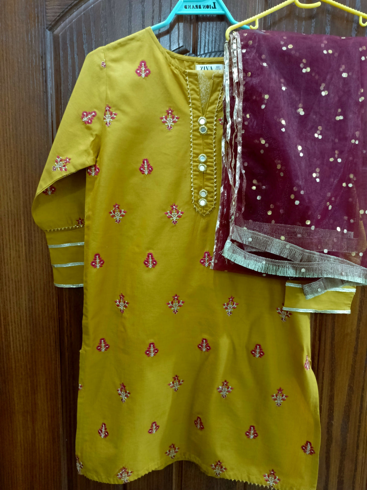 Ziva Mustard | Kids | Girls Shalwar Kameez | 13 to 14 Yrs | Worn Once