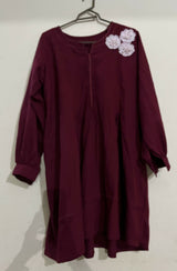 Solid Maroon Kurta | Women Locally Made Kurta | Medium | Worn Once