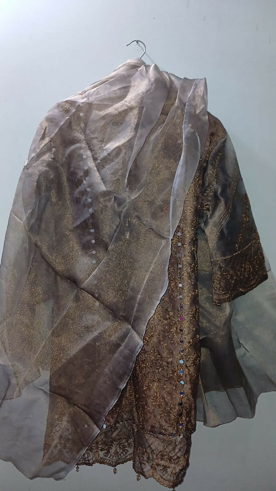 Brown Embroidered Blue 2Pcs | Women Locally Made Formals | Medium | Preloved