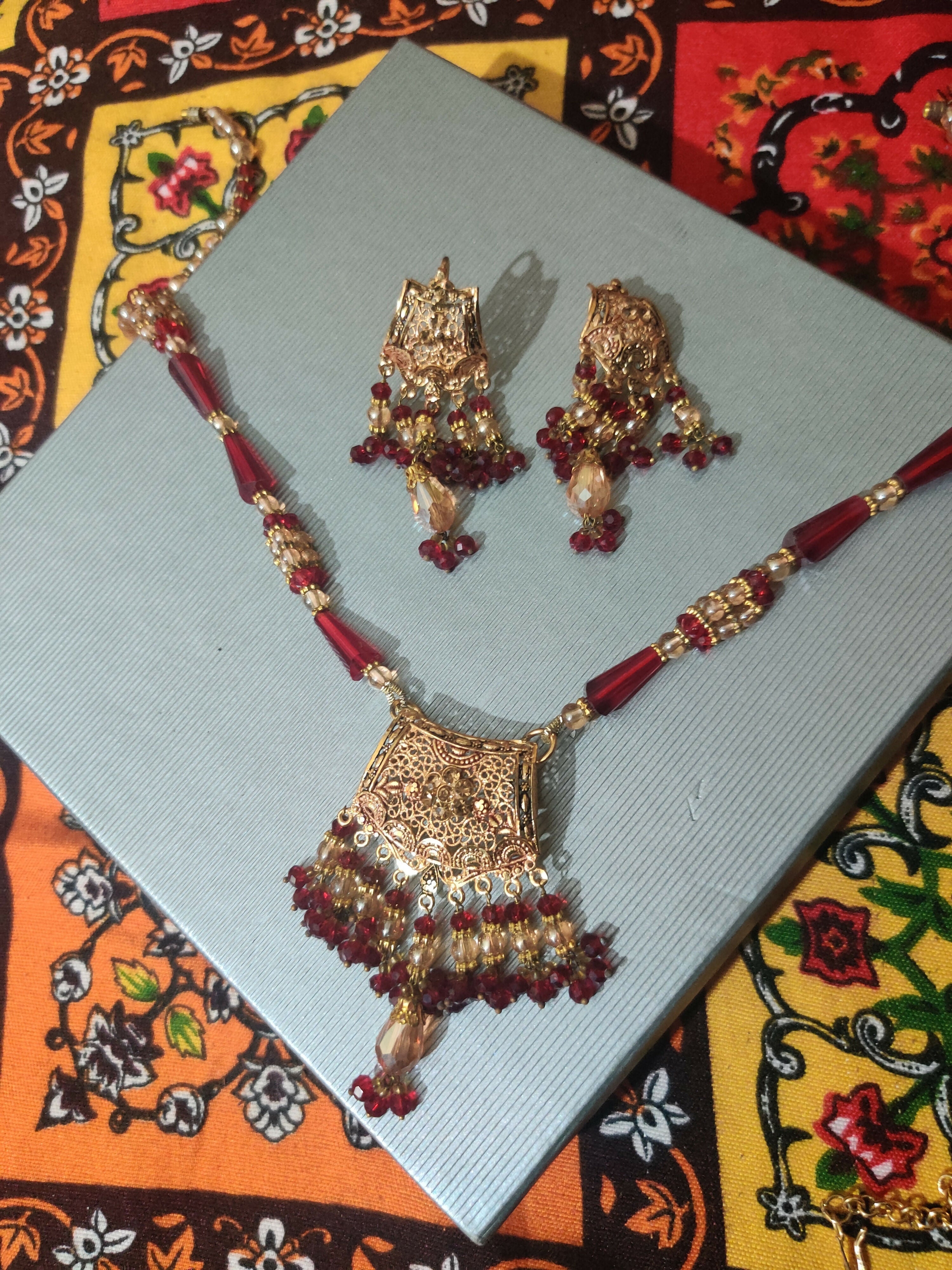 Red & Gold Jewelry Set | Women Jewelry | Worn Once