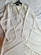 White Front Open Abaya with Stole | Women Accessories | Large | Brand New